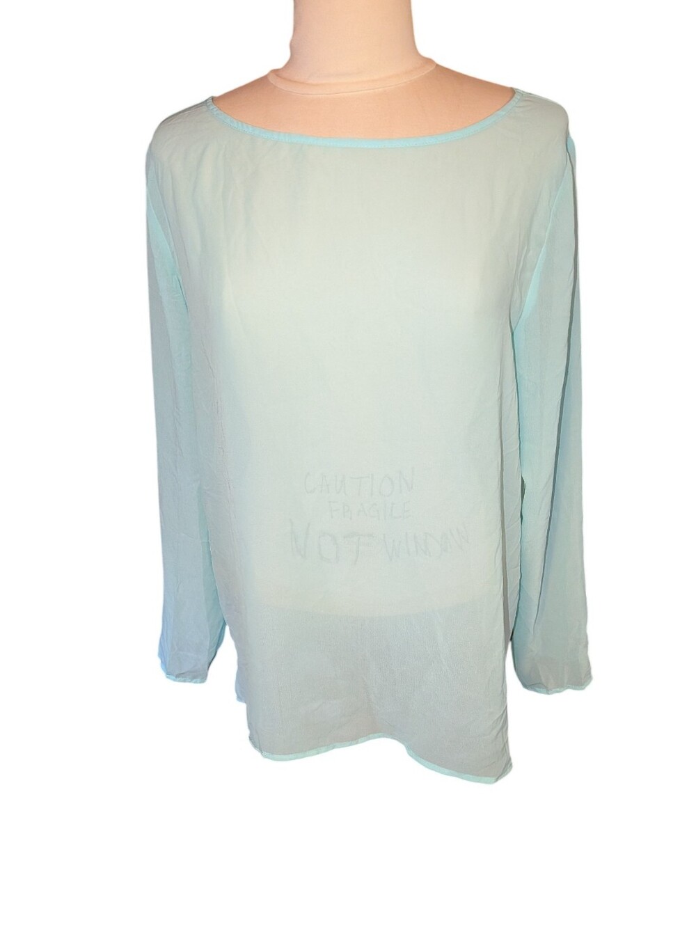 Charming Charlie Light Teal Blouse, Buttons In The Back, Size L NWT